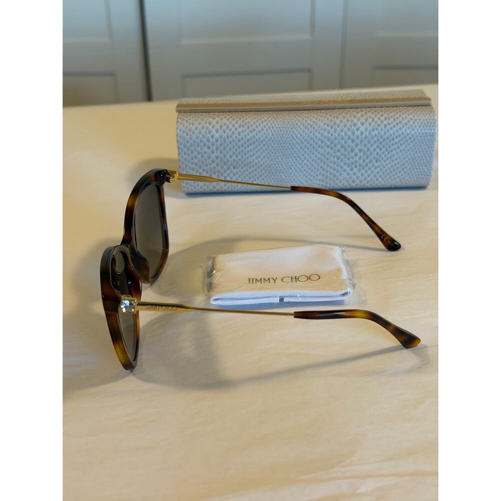 Jimmy Choo Cat Eye Havana Frame Cat Eye Sunglasses NWT - Picture 2 of 8